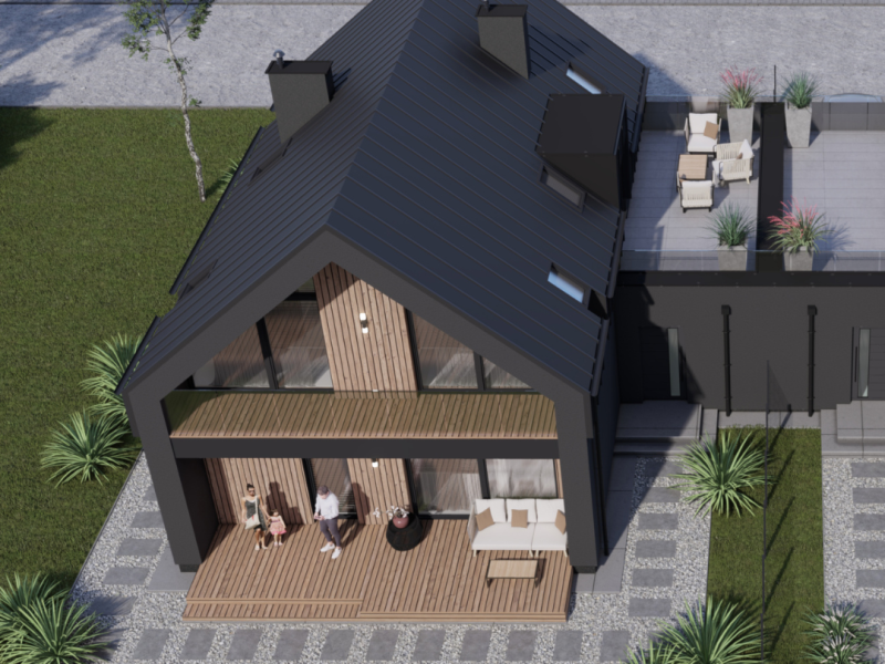 Nowoczesny Dom Bliźniaczy przy ul. Marsa, Kozerki – Przestrzeń i Nowoczesność N.2002