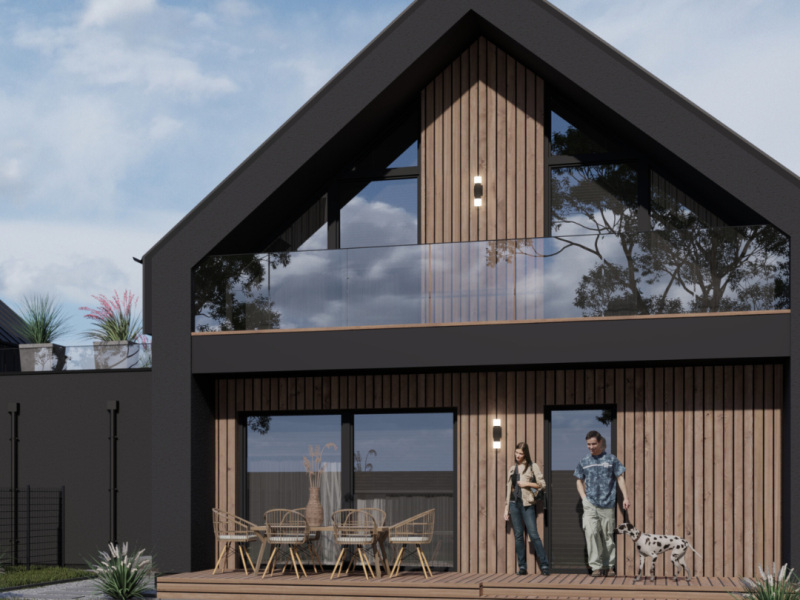 Nowoczesny Dom Bliźniaczy przy ul. Marsa, Kozerki – Przestrzeń i Nowoczesność N.2002