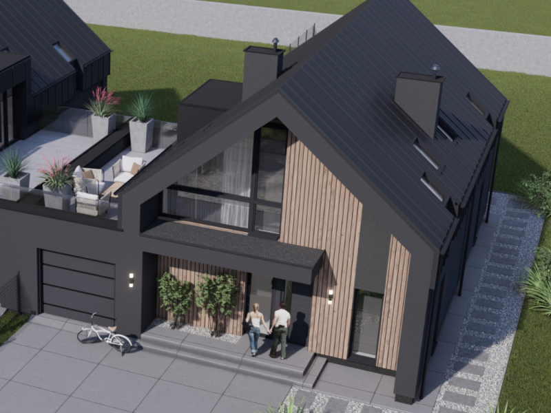 Nowoczesny Dom Bliźniaczy przy ul. Marsa, Kozerki – Przestrzeń i Nowoczesność N.2002